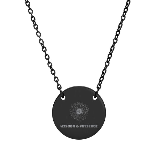 "The Aster" September Birthflower Engraved Necklace — (Wisdom & Patience)