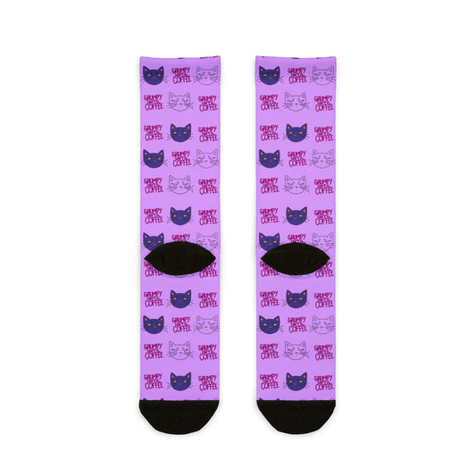 Purple Cat Pattern Crew Socks – Cute Sublimation Cat Face Socks