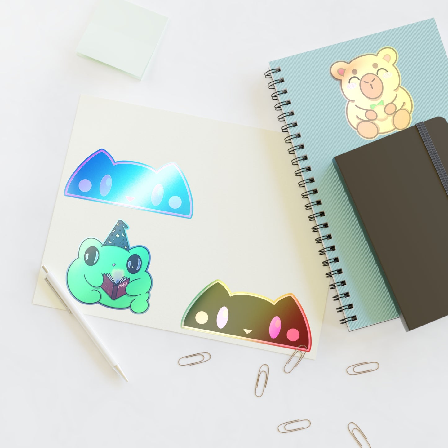 Kawaii Animal Sticker Sheet - Nox, Lumi, Koda & Arlo | Cute Witchy Vinyl Stickers for Journals, Laptops & Gifts