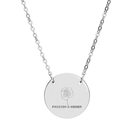 "The Rose" June Birthflower Engraved Necklace – (Passion & Honor)