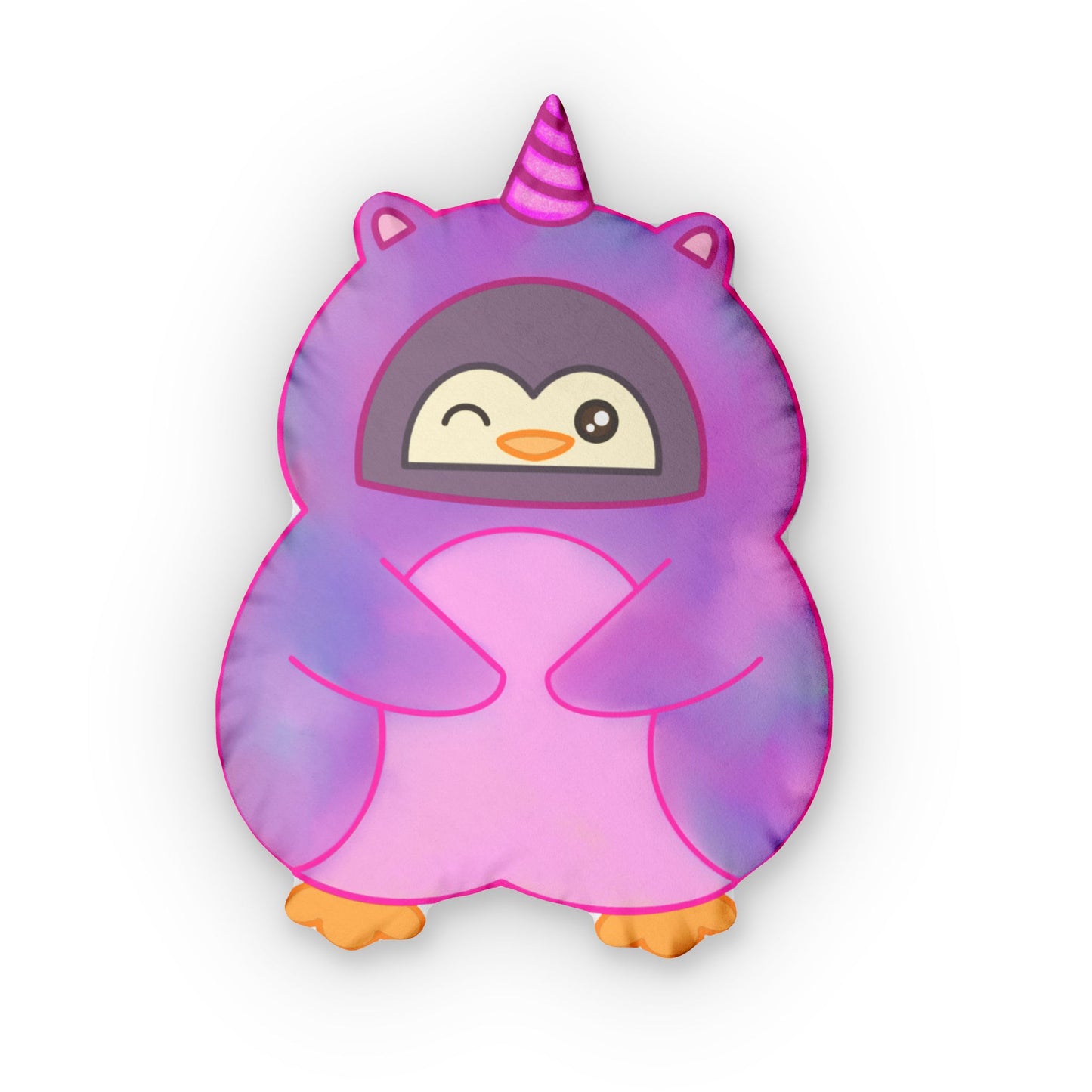 Unicorn Penguin Shaped Pillow — Cute Pink Purple Plush Throw Pillow