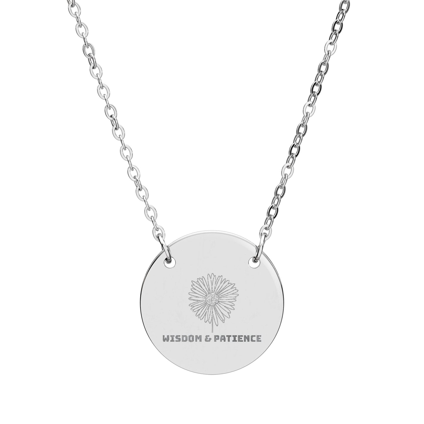 "The Aster" September Birthflower Engraved Necklace — (Wisdom & Patience)