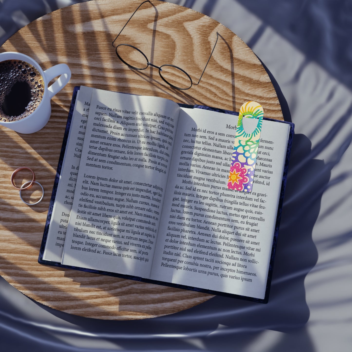 Colorful Floral Metal Bookmark — Boho Rainbow Peacock Design