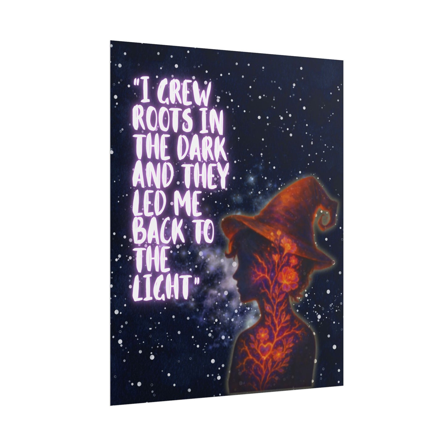 I Grew Roots in the Dark Poster – Witchy Night Wall Art, Healing Quote Print, Mystical Growth Decor