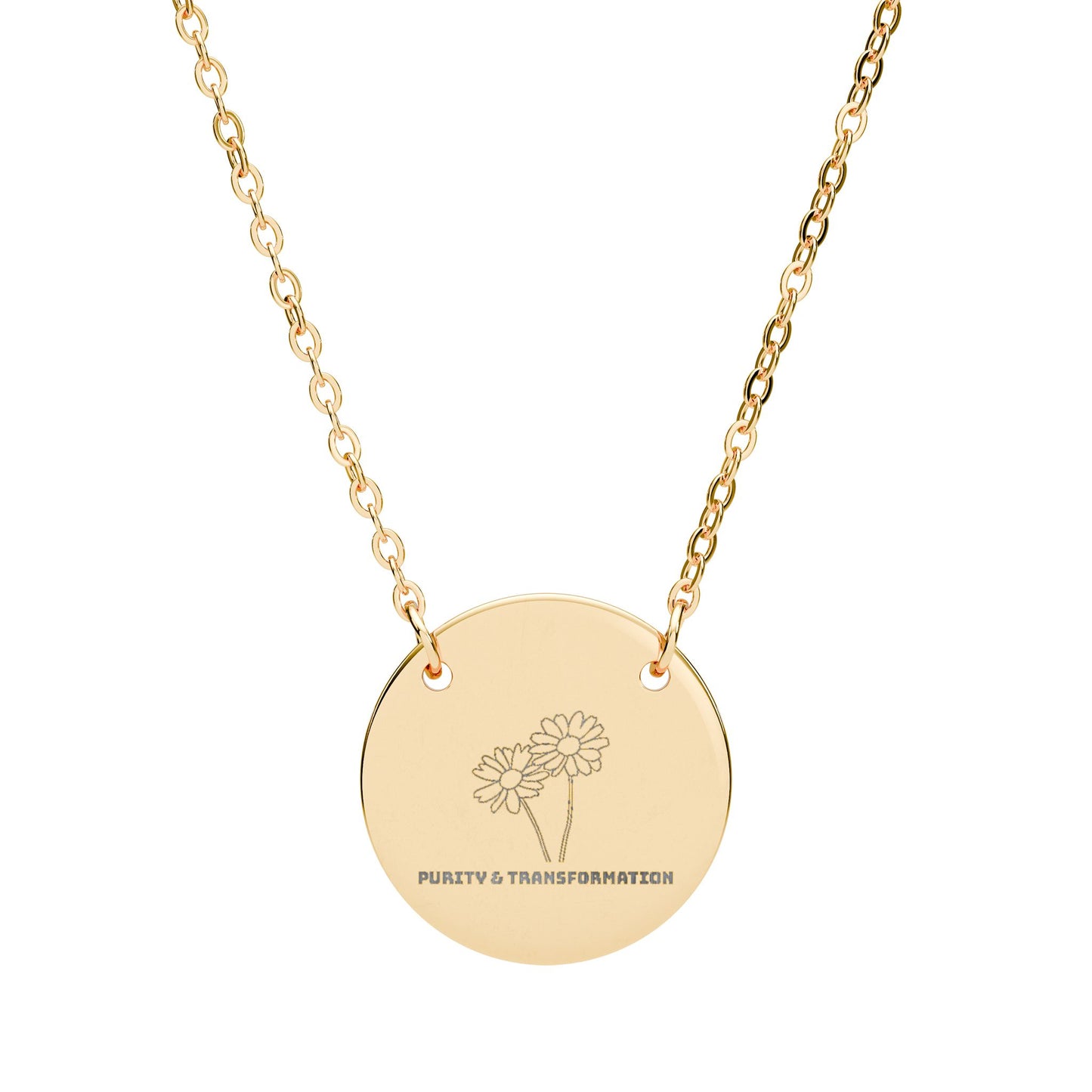 "The Daisy" April Birthflower Engraved Necklace — (Purity & Transformation)