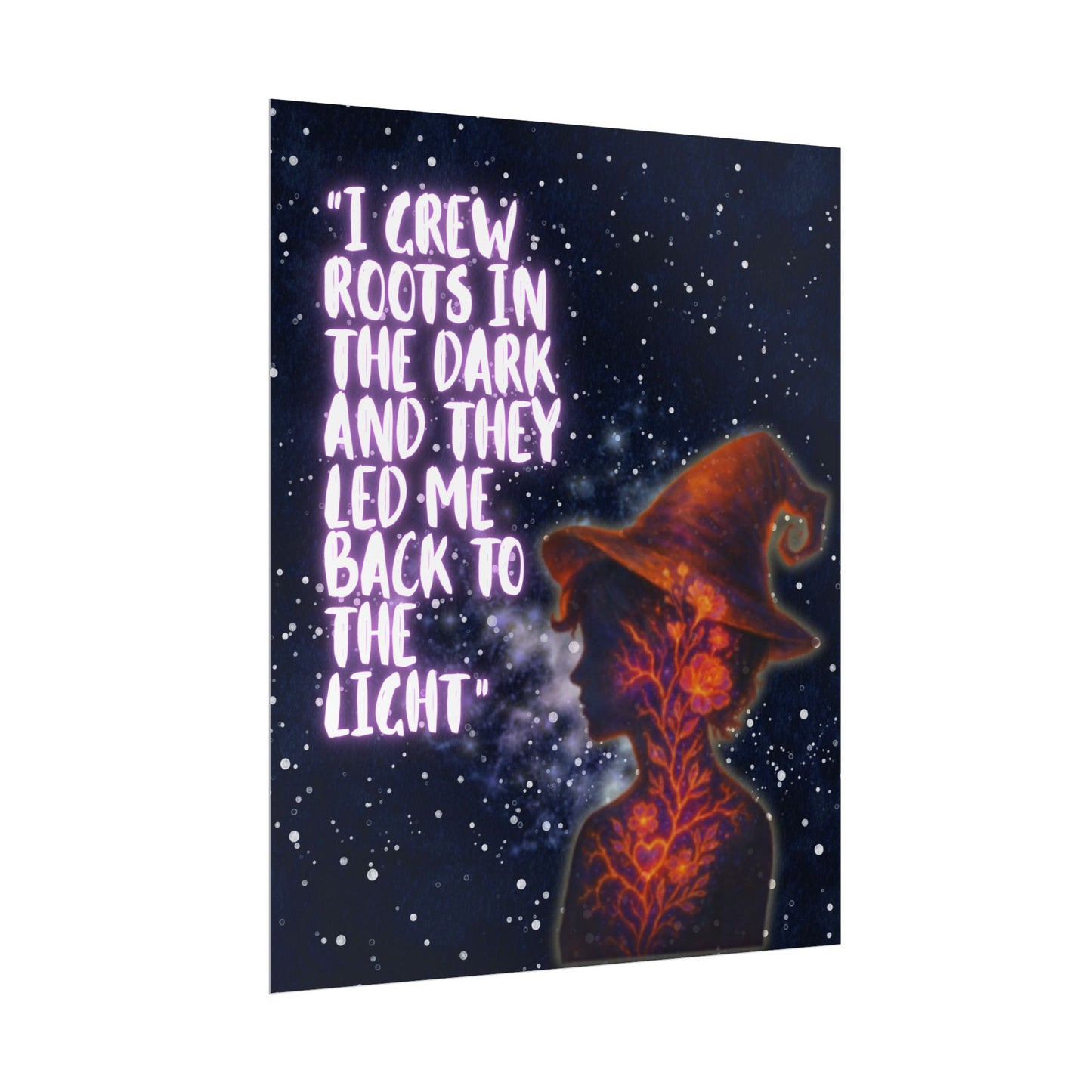 I Grew Roots in the Dark Poster – Witchy Night Wall Art, Healing Quote Print, Mystical Growth Decor