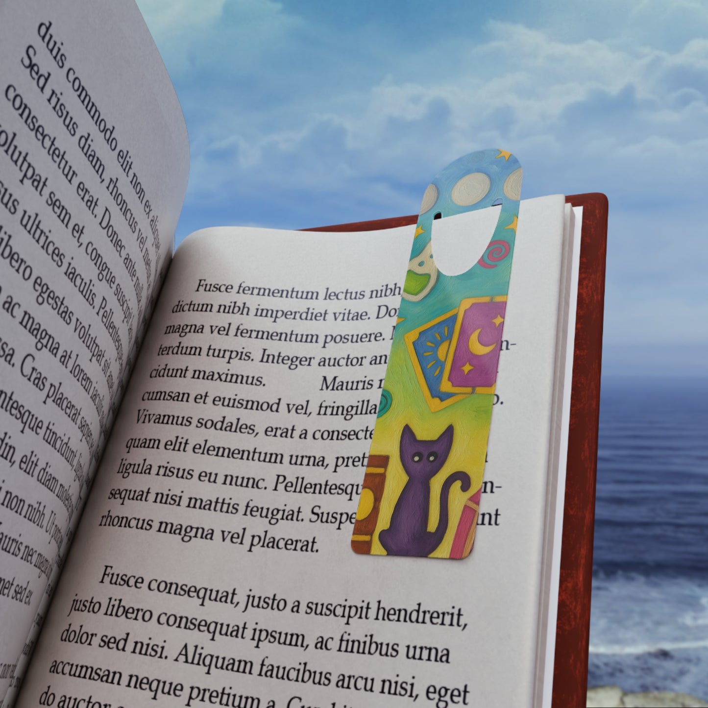 Mystic Cat Tarot Bookmark — Colorful Witchy Reading Accessory