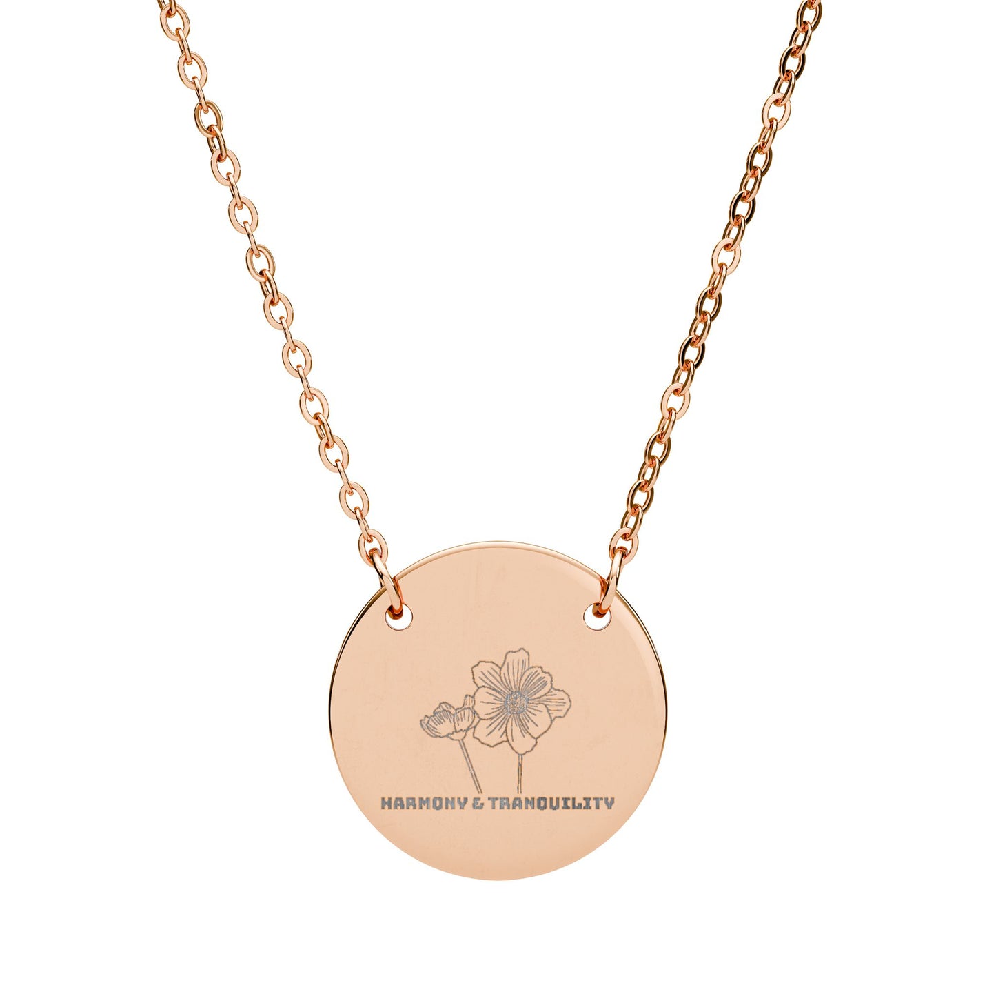 "The Cosmos" October Birthflower Engraved Necklace— (Harmony & Tranquility)