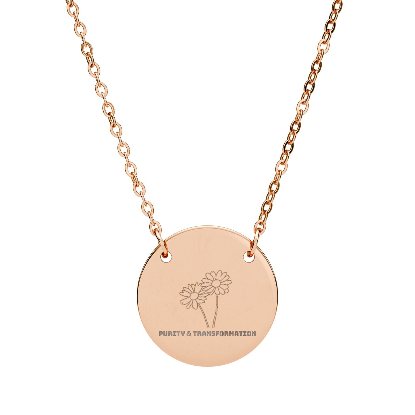 "The Daisy" April Birthflower Engraved Necklace — (Purity & Transformation)