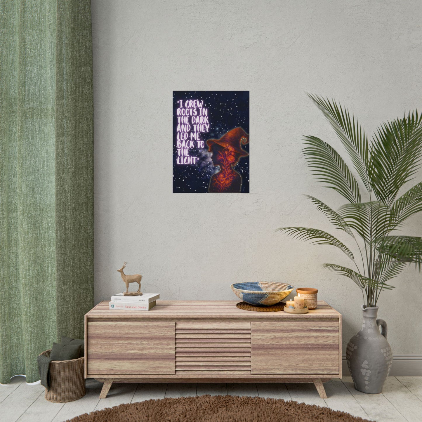 I Grew Roots in the Dark Poster – Witchy Night Wall Art, Healing Quote Print, Mystical Growth Decor