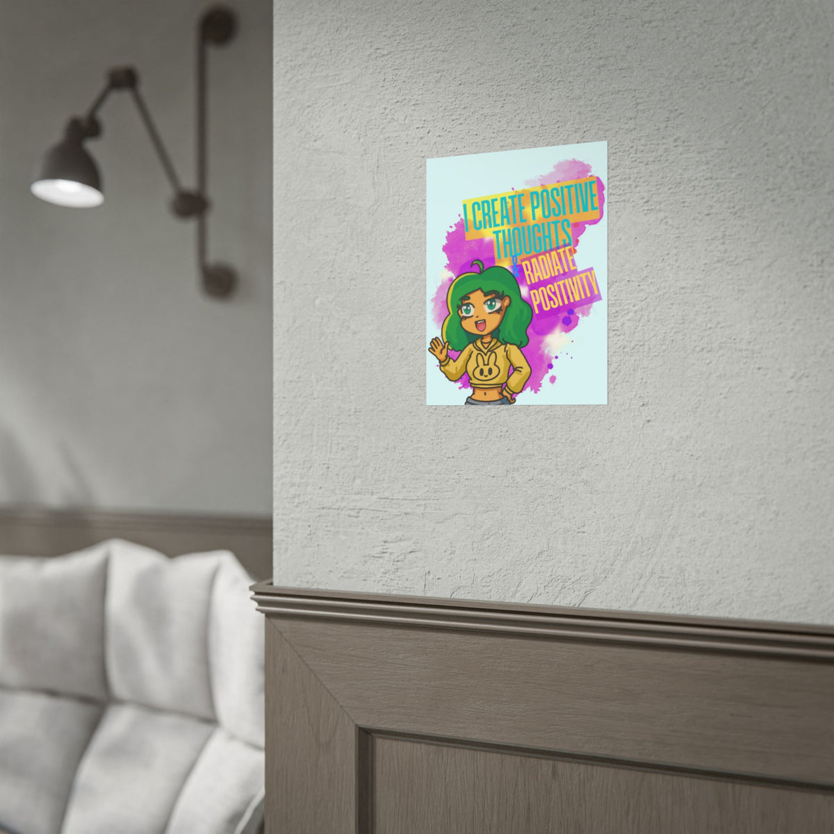 Positive Vibes Poster — "I Create Positive Thoughts, Radiate Positivity" Inspirational Wall Art