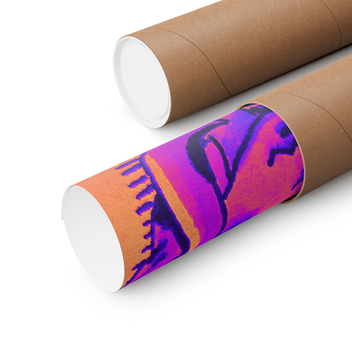 Vibrant Neon Anime Girl Matte Poster