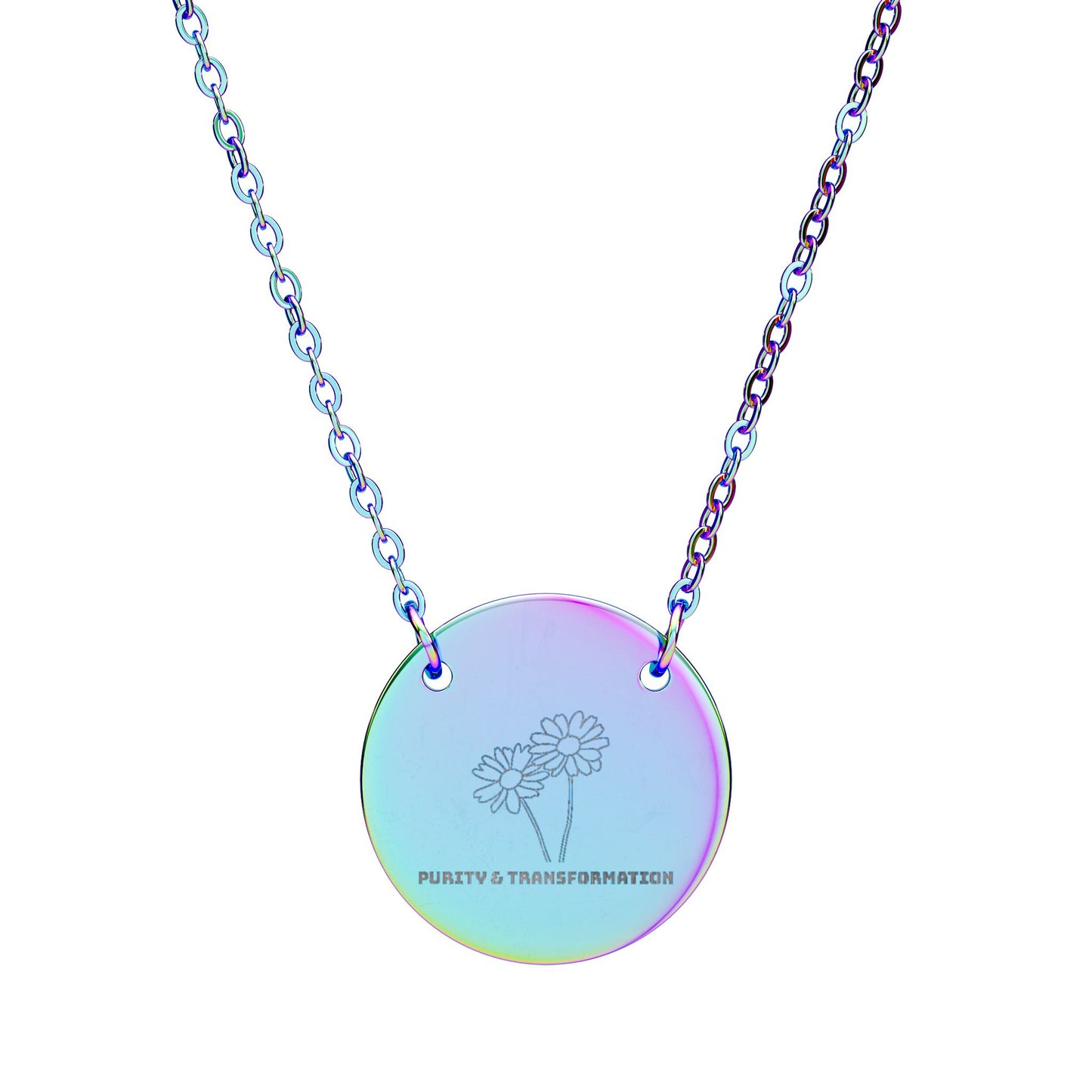 "The Daisy" April Birthflower Engraved Necklace — (Purity & Transformation)