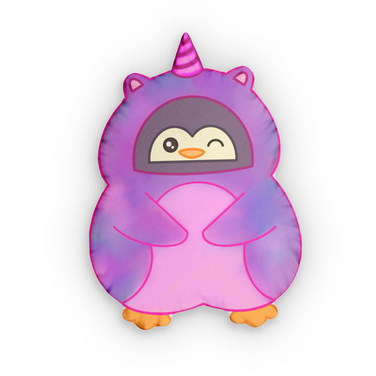 Unicorn Penguin Shaped Pillow — Cute Pink Purple Plush Throw Pillow