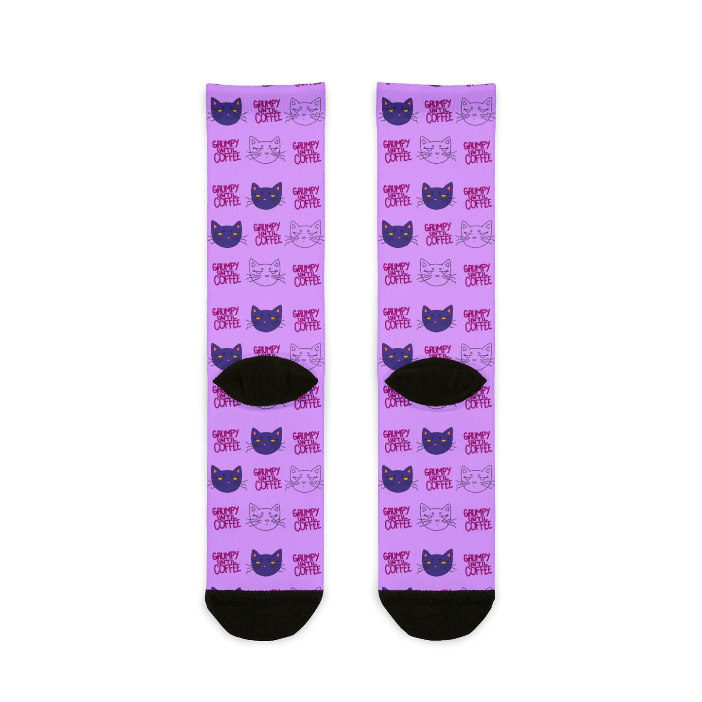 Purple Cat Pattern Crew Socks – Cute Sublimation Cat Face Socks