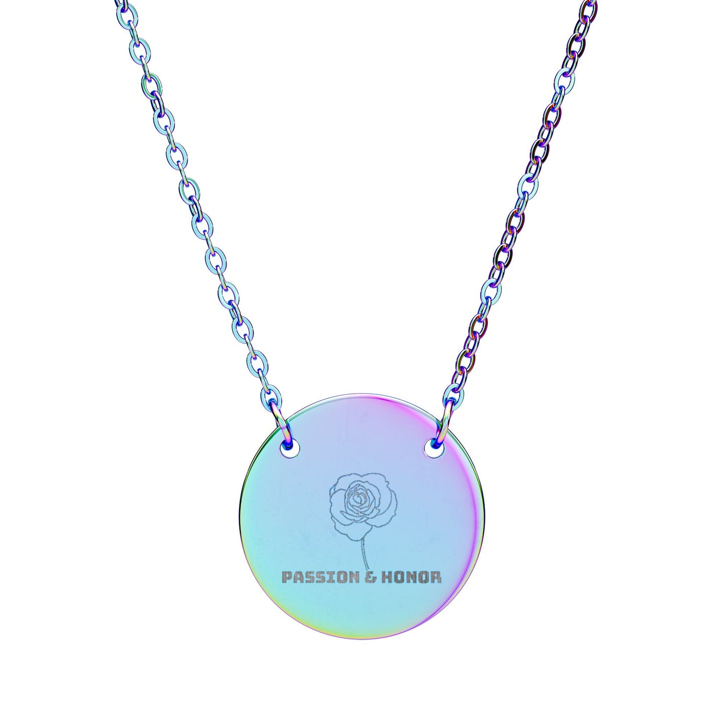 "The Rose" June Birthflower Engraved Necklace – (Passion & Honor)