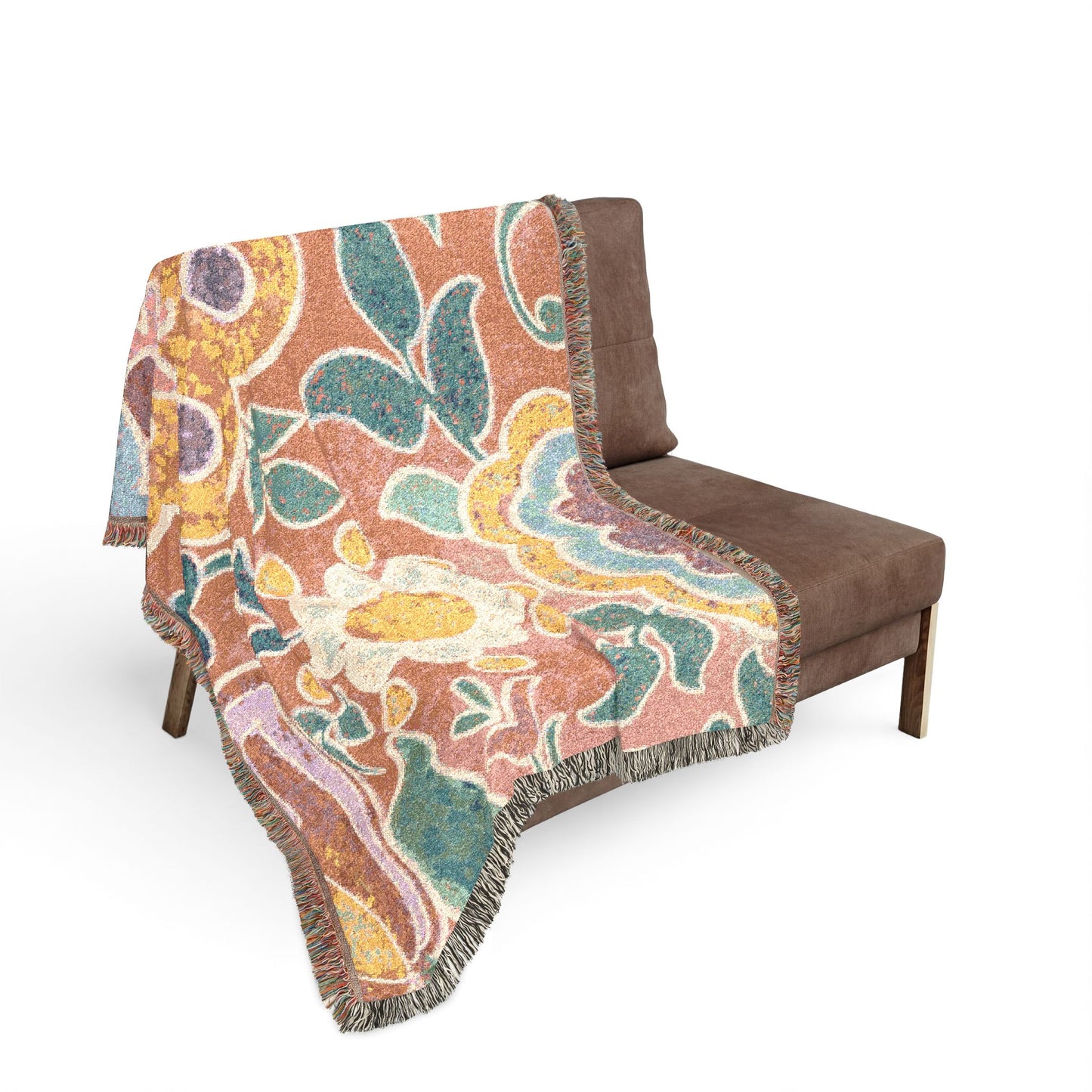 Boho Floral Woven Blanket – Picnic Blanket, Festival Throw, Couch Throw Blanket, Cottagecore Decor, Colorful Woven Tapestry