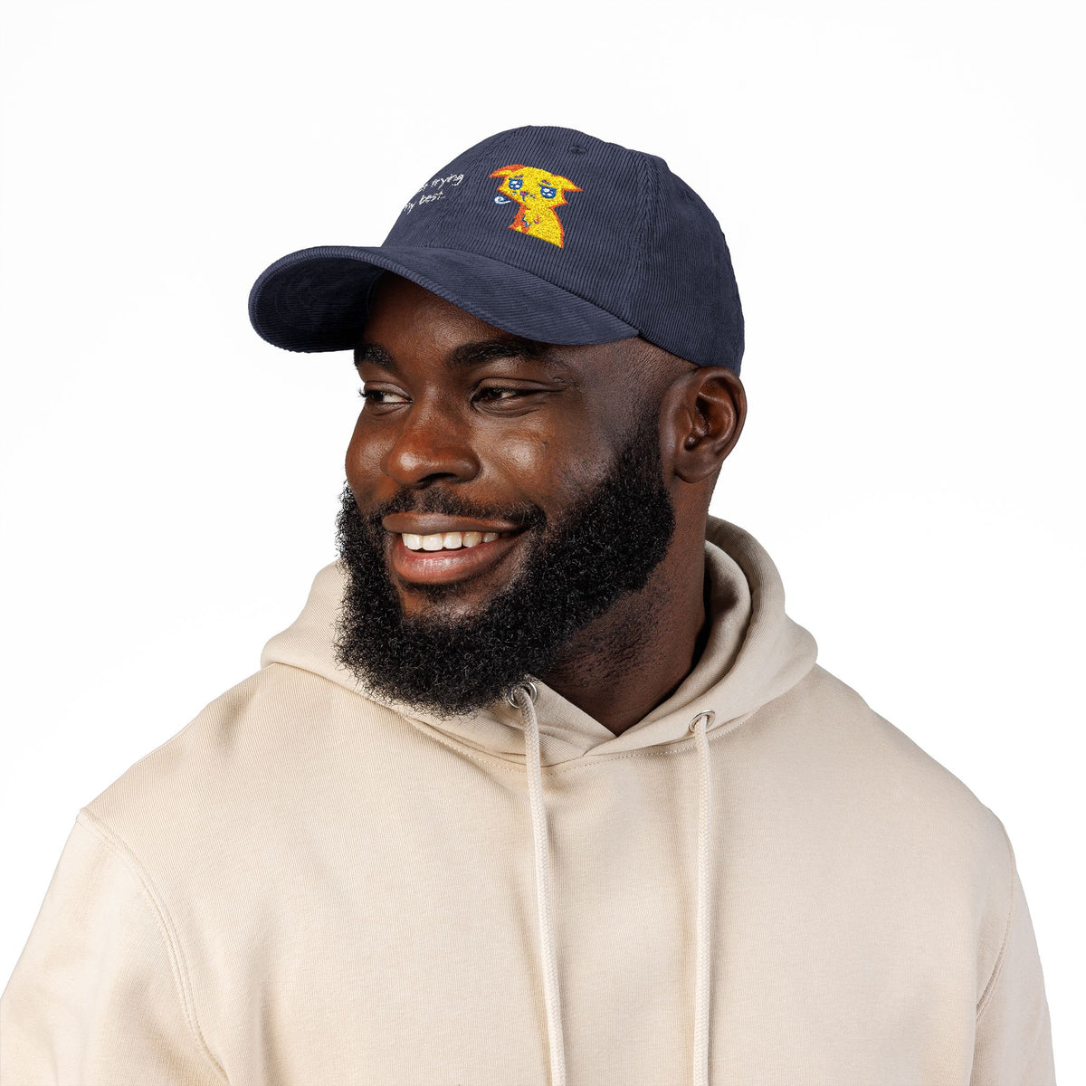 Corduroy Cap — Embroidered 'Just Trying My Best' Puppy Dad Hat