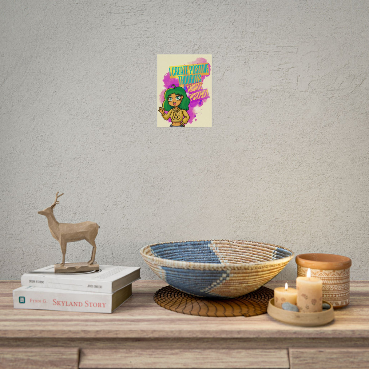 Positive Vibes Poster — "I Create Positive Thoughts, Radiate Positivity" Inspirational Wall Art