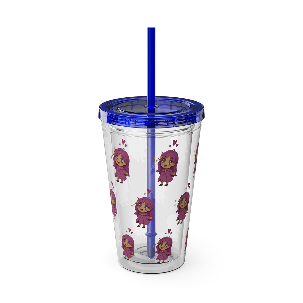 16oz Sunsplash Straw Tumbler — Cute Purple Fairy Pattern