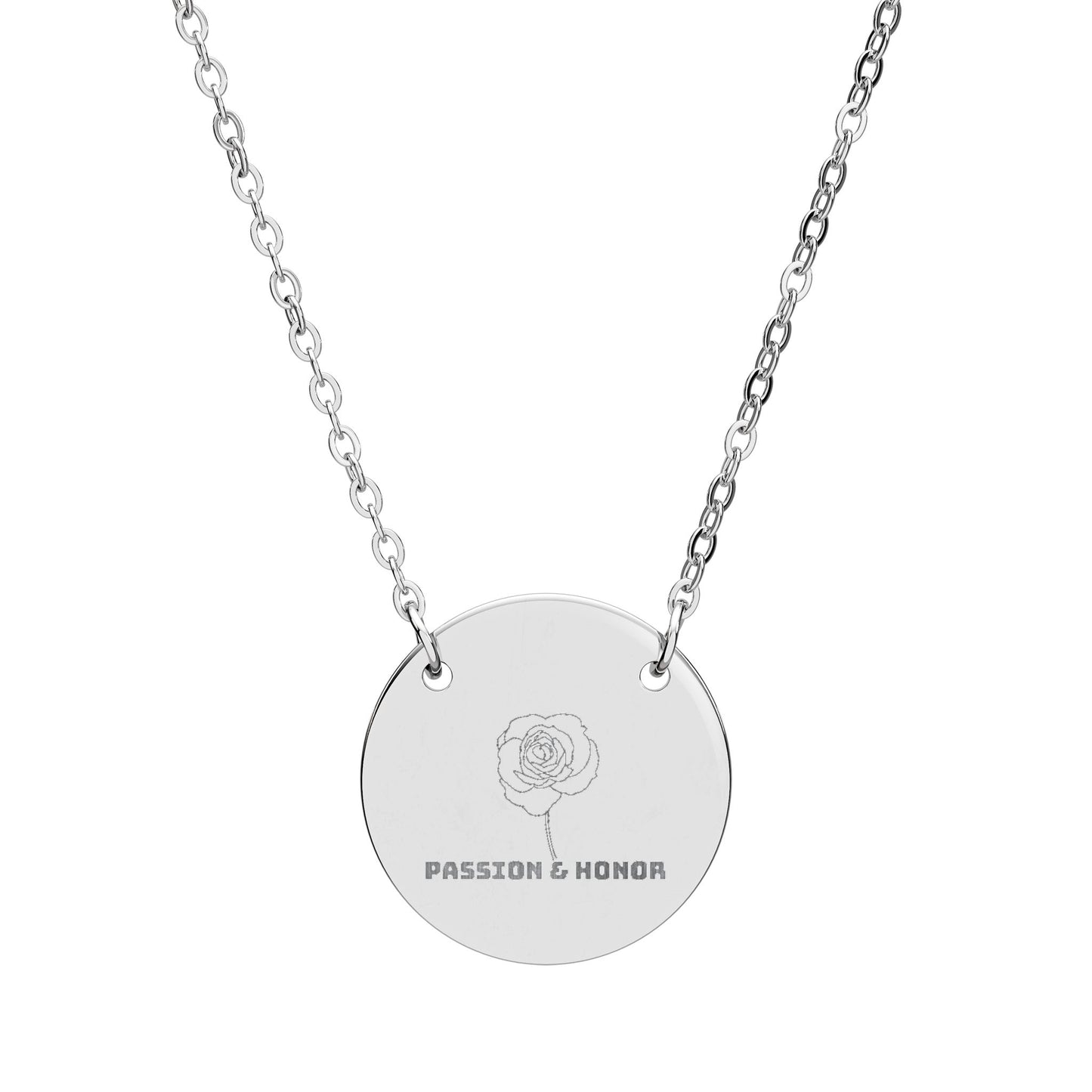 "The Rose" June Birthflower Engraved Necklace – (Passion & Honor)
