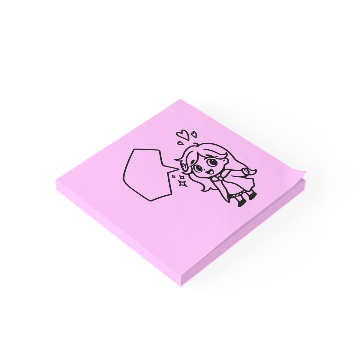 Kawaii Girl Pink Post-it Notes — Cute Speech Bubble Memo Pads