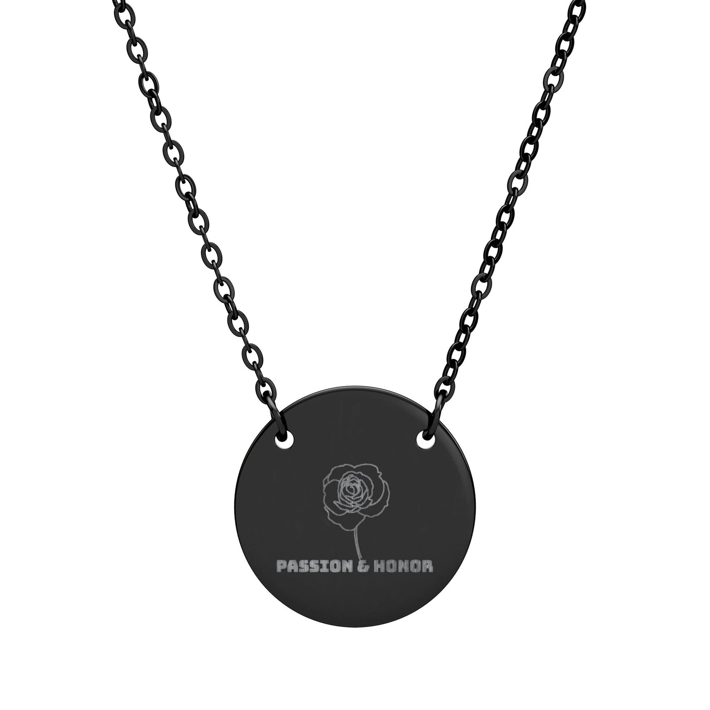 "The Rose" June Birthflower Engraved Necklace – (Passion & Honor)