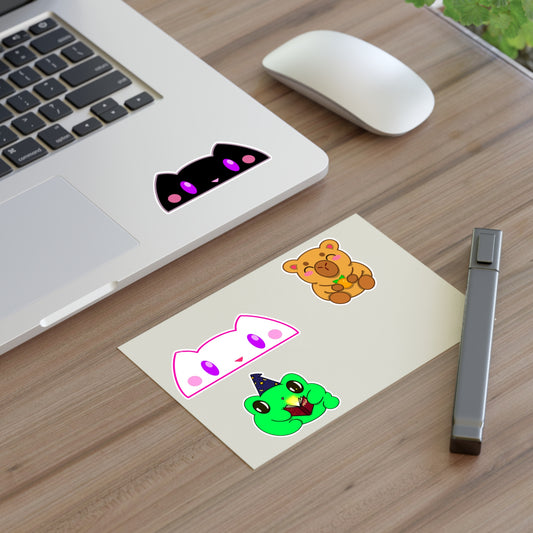 Kawaii Animal Sticker Sheet - Nox, Lumi, Koda & Arlo | Cute Witchy Vinyl Stickers for Journals, Laptops & Gifts