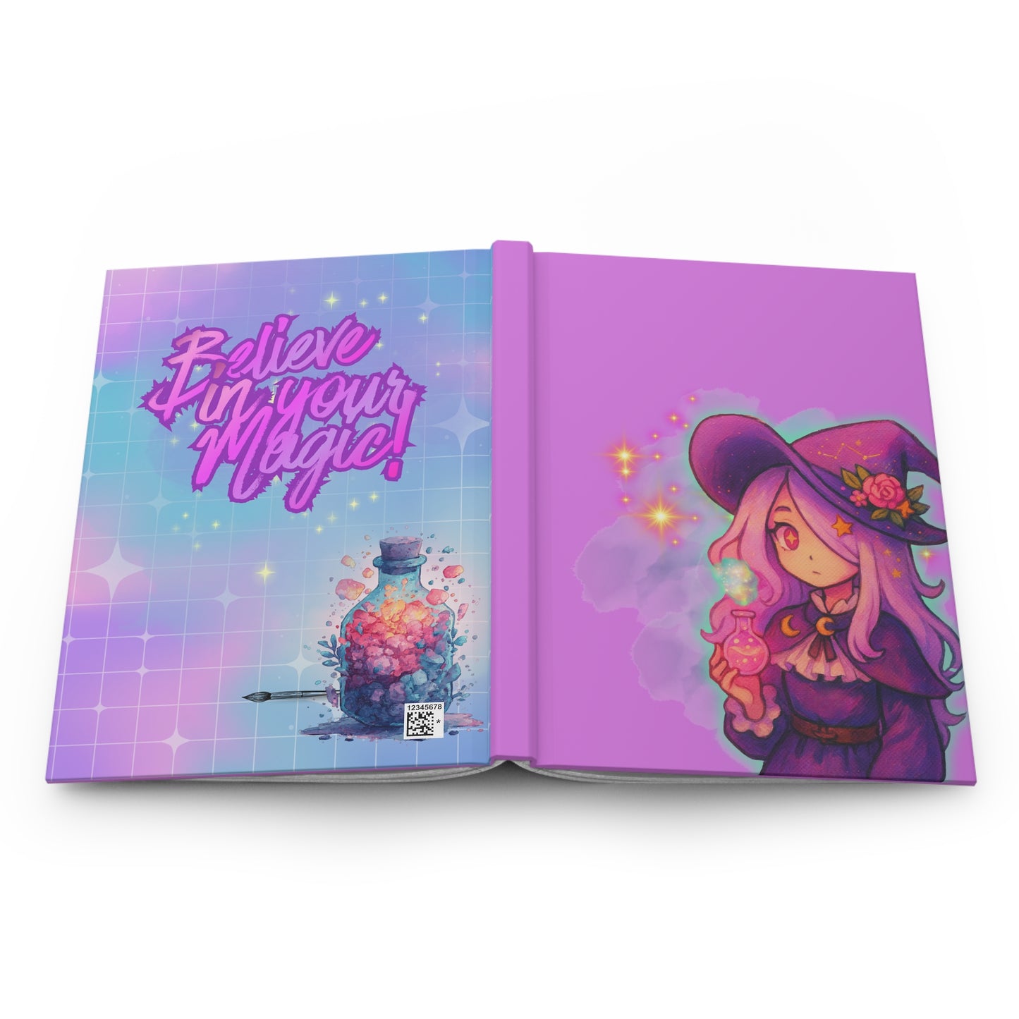 Magic Witch Hardcover Journal — 'Believe in Your Magic' Pastel Grimoire Notebook