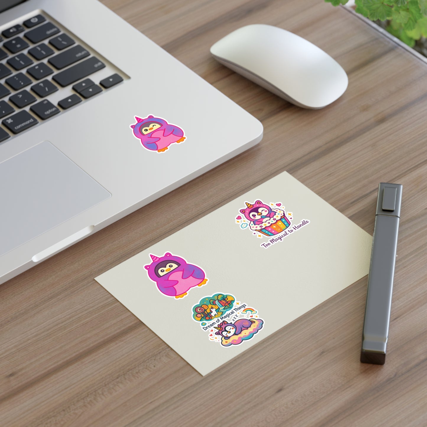 Magical Penguin Unicorn Sticker Sheet — Cute Kawaii Penguins, “Too Magical to Handle” & Dream of Magical Things