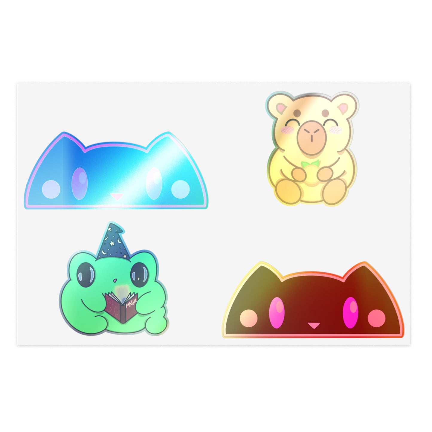 Kawaii Animal Sticker Sheet - Nox, Lumi, Koda & Arlo | Cute Witchy Vinyl Stickers for Journals, Laptops & Gifts
