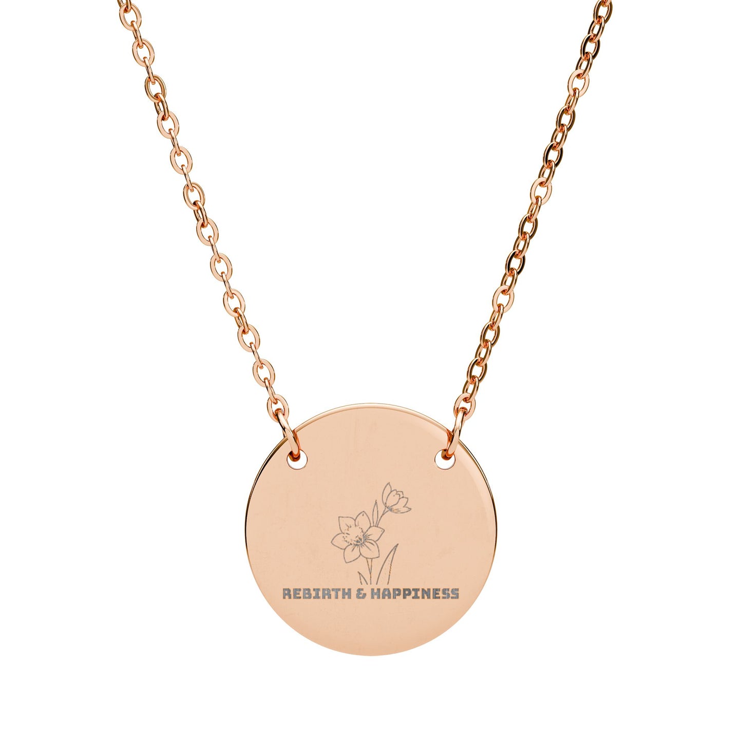 "The Daffodil" March Birthflower Engraved Necklace — (Rebirth & Happiness)