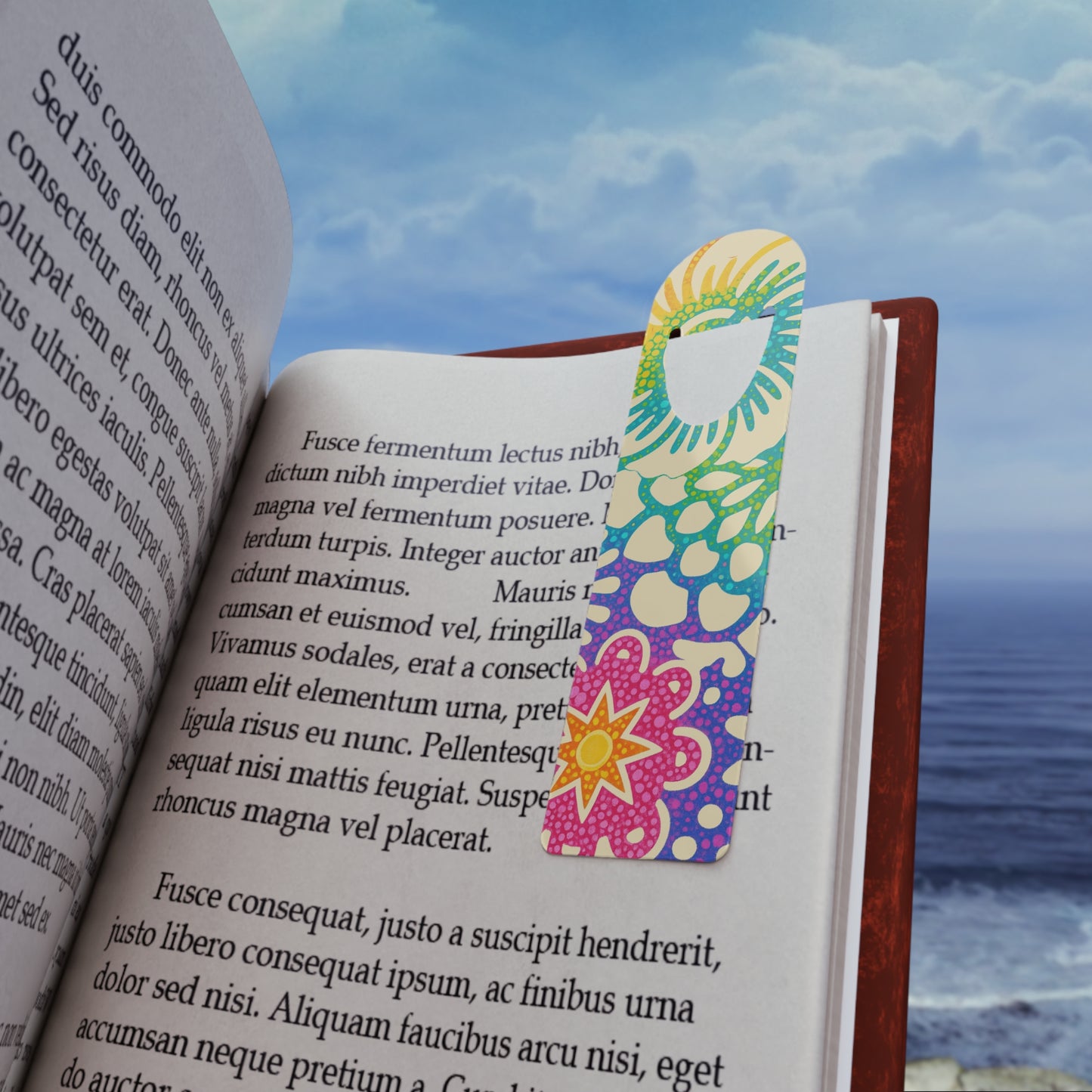 Colorful Floral Metal Bookmark — Boho Rainbow Peacock Design