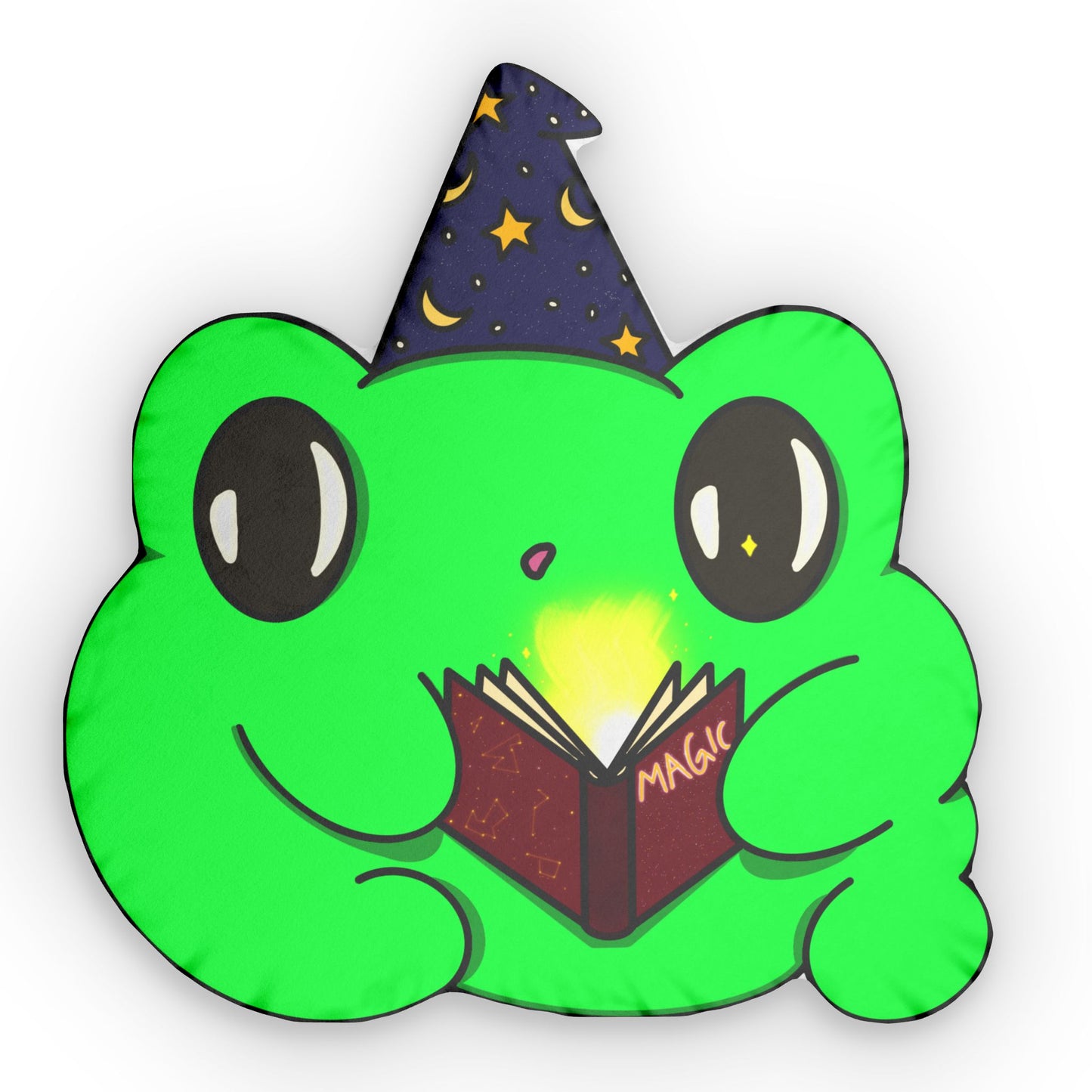 Arlo the Frog Wizard Pillow | Cute Kawaii Frog Plush Cushion | Magical Cozy Decor