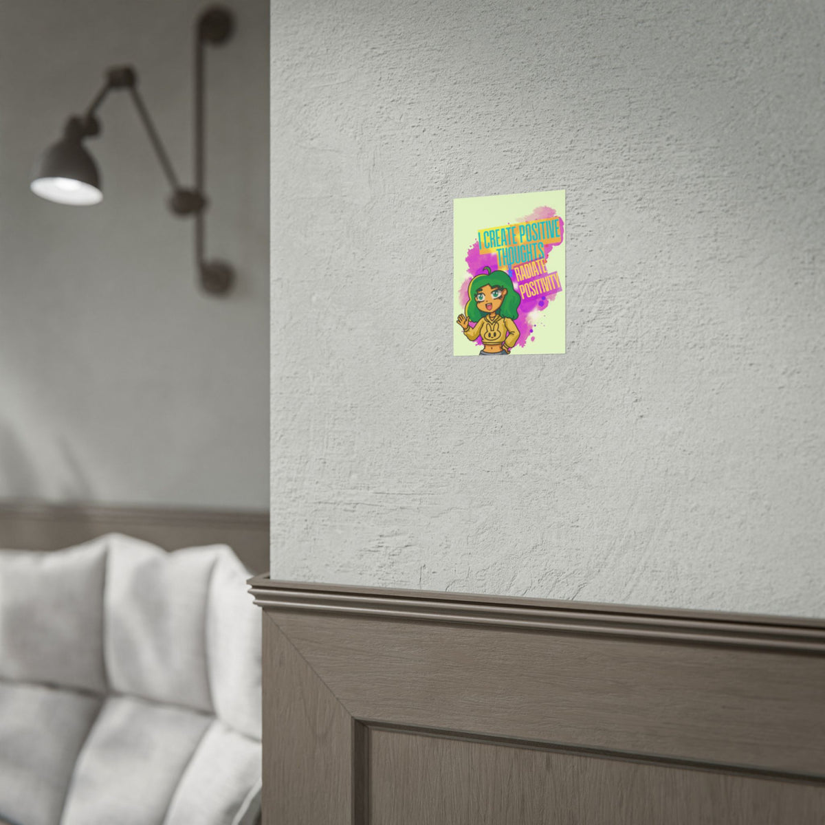 Positive Vibes Poster — "I Create Positive Thoughts, Radiate Positivity" Inspirational Wall Art