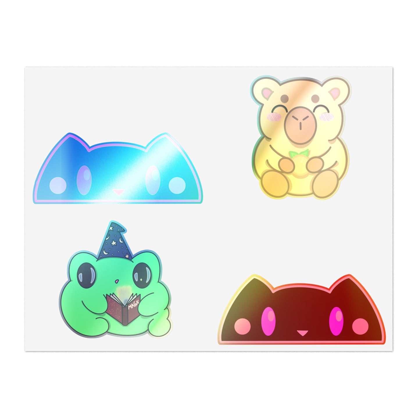 Kawaii Animal Sticker Sheet - Nox, Lumi, Koda & Arlo | Cute Witchy Vinyl Stickers for Journals, Laptops & Gifts