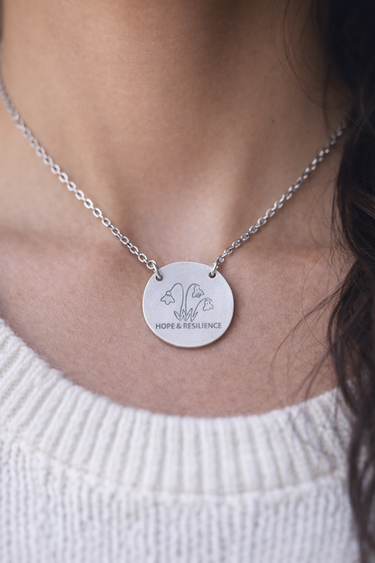 "The Snowdrop" January Birthflower Engraved Necklace — (Hope & Resilience)
