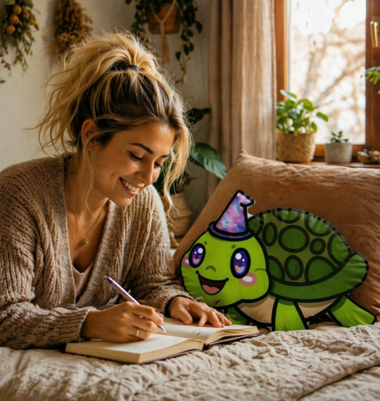 Taren the Turtle Pillow — Steady Wizard Companion Plush | Mystic Kawaii Decor Gift