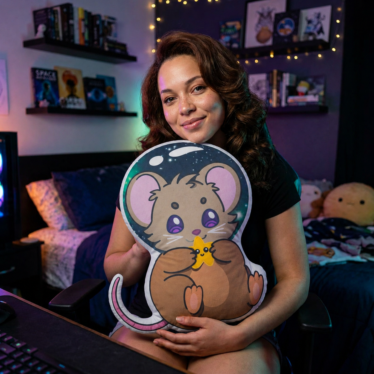 Cosmo the Space Mouse ✦ Shaped Plush Pillow