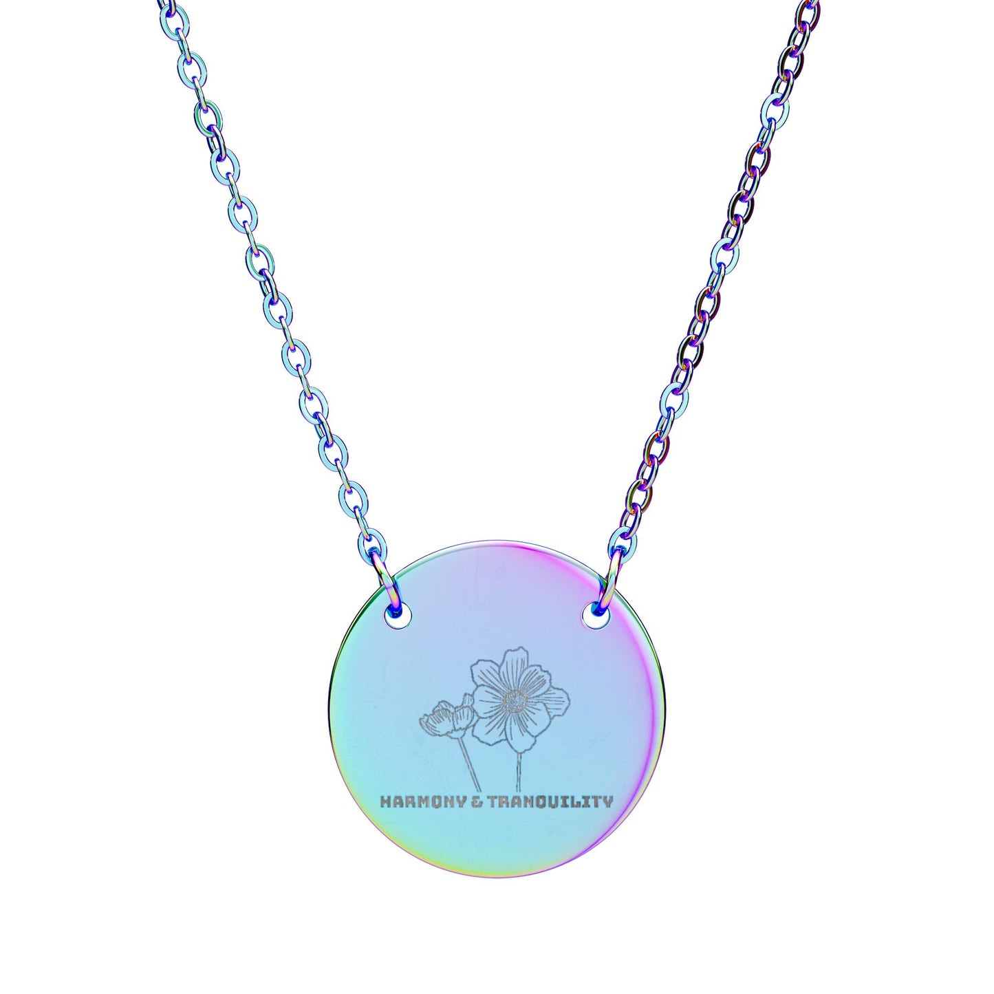 "The Cosmos" October Birthflower Engraved Necklace— (Harmony & Tranquility)