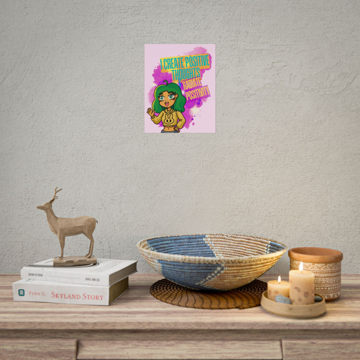 Positive Vibes Poster — "I Create Positive Thoughts, Radiate Positivity" Inspirational Wall Art