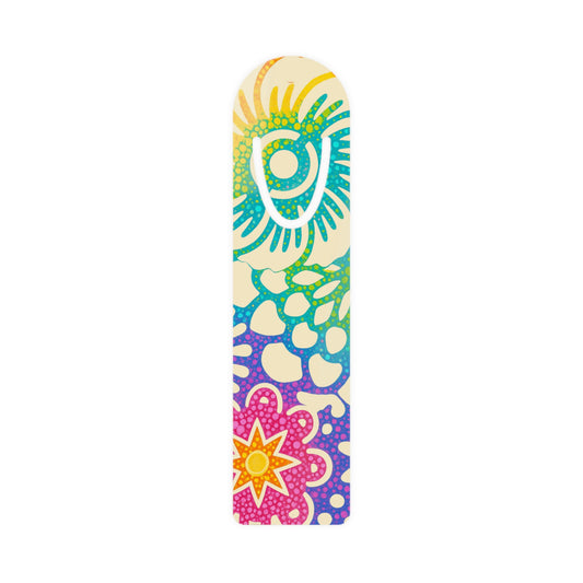 Colorful Floral Metal Bookmark — Boho Rainbow Peacock Design