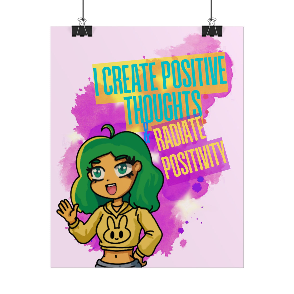 Positive Vibes Poster — "I Create Positive Thoughts, Radiate Positivity" Inspirational Wall Art