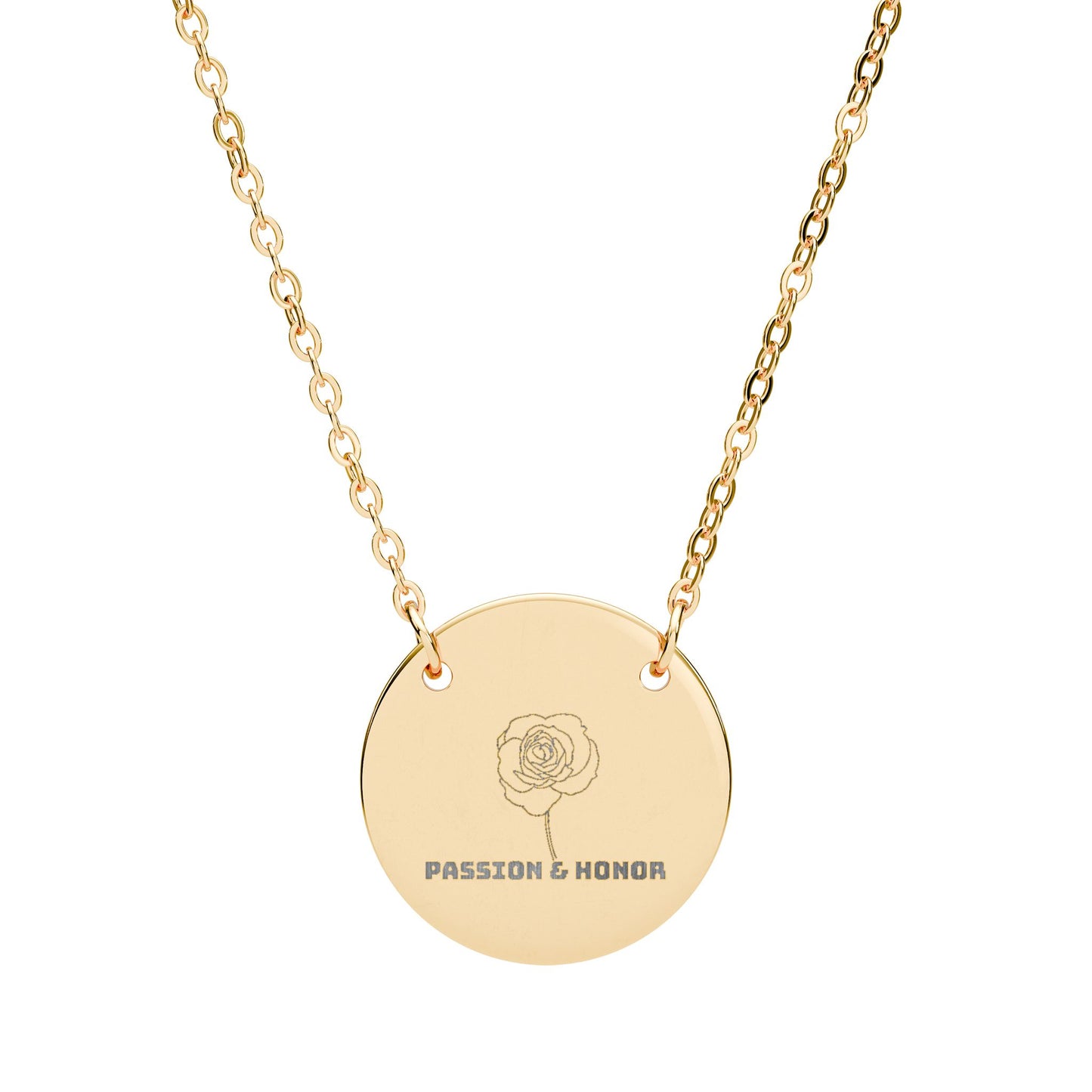 "The Rose" June Birthflower Engraved Necklace – (Passion & Honor)