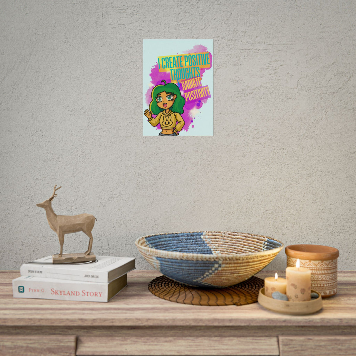 Positive Vibes Poster — "I Create Positive Thoughts, Radiate Positivity" Inspirational Wall Art