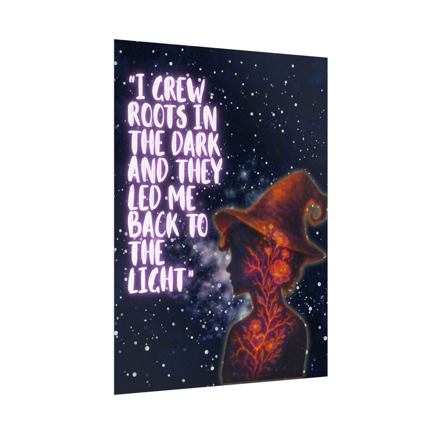 I Grew Roots in the Dark Poster – Witchy Night Wall Art, Healing Quote Print, Mystical Growth Decor