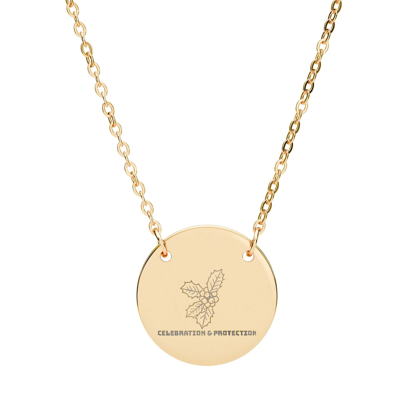 "The Holly" December Birthflower Engraved Necklace — (Celebration & Protection)