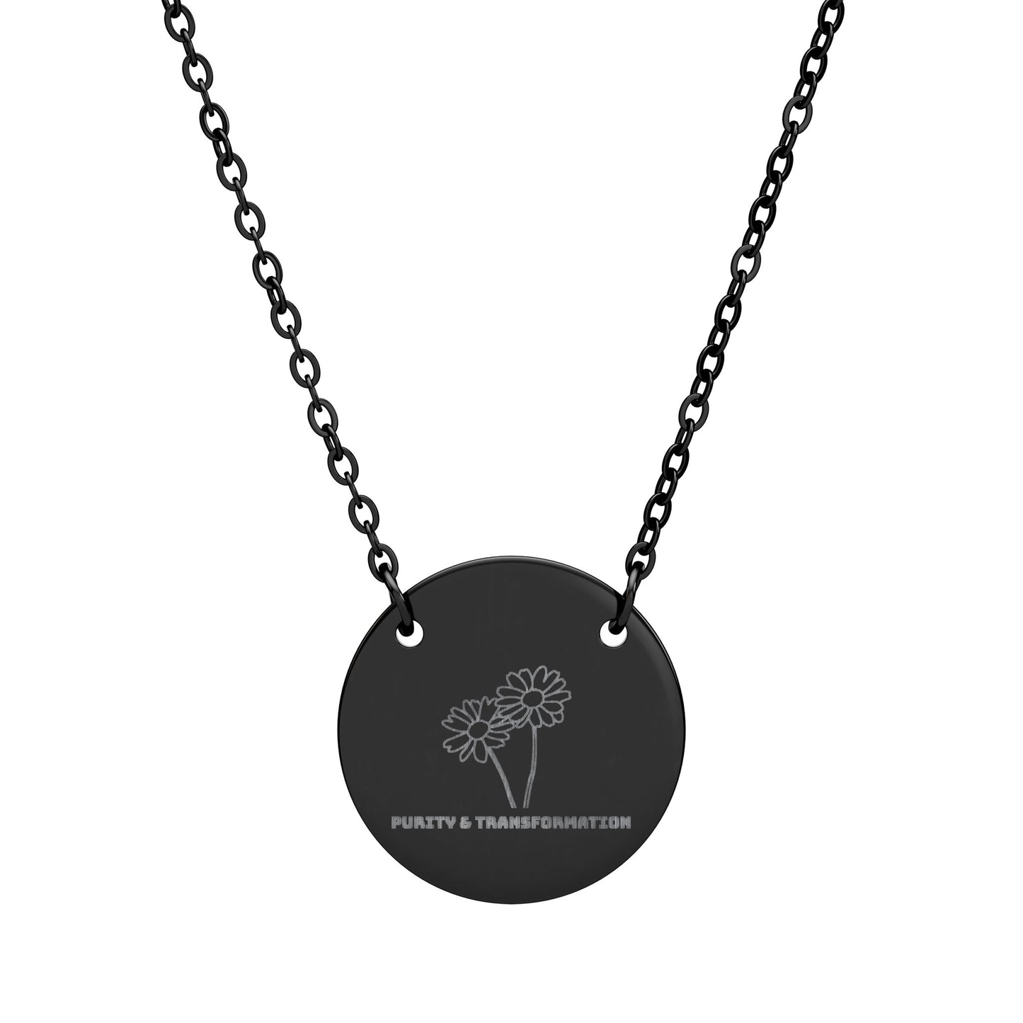 "The Daisy" April Birthflower Engraved Necklace — (Purity & Transformation)