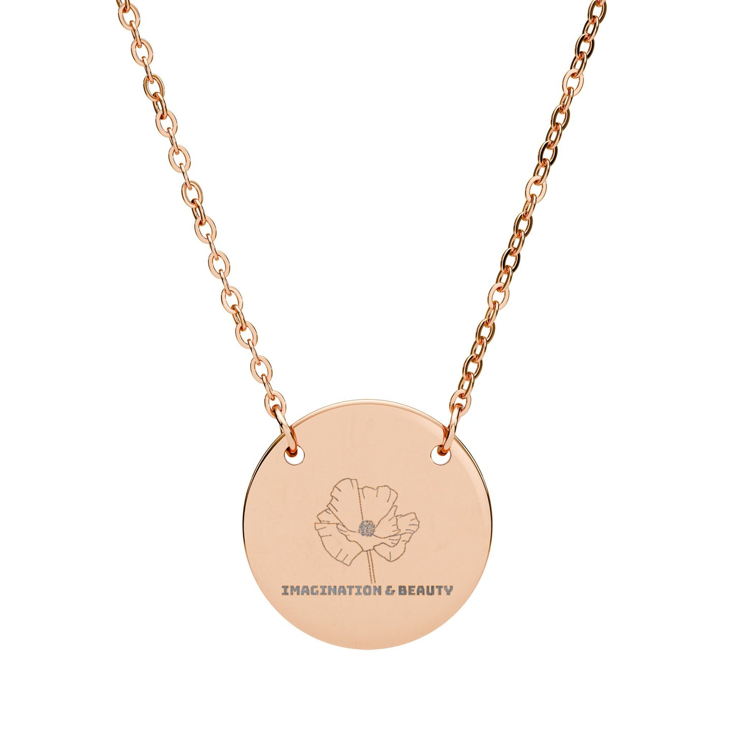 "The Poppy" August Birthflower Engraved Necklace — (Imagination & Beauty)
