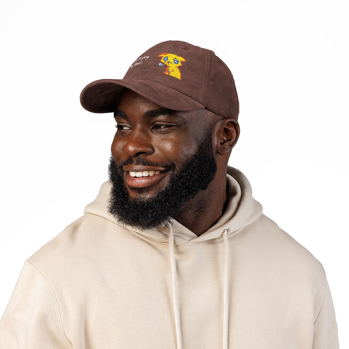 Corduroy Cap — Embroidered 'Just Trying My Best' Puppy Dad Hat
